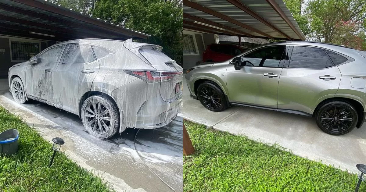 before after image of a detailed Lexus NX