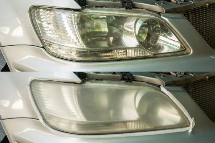 restored car headlights before and after 1